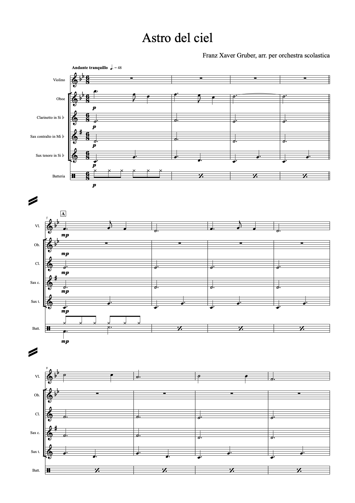 Astro del cielのスコアの1ページ目
