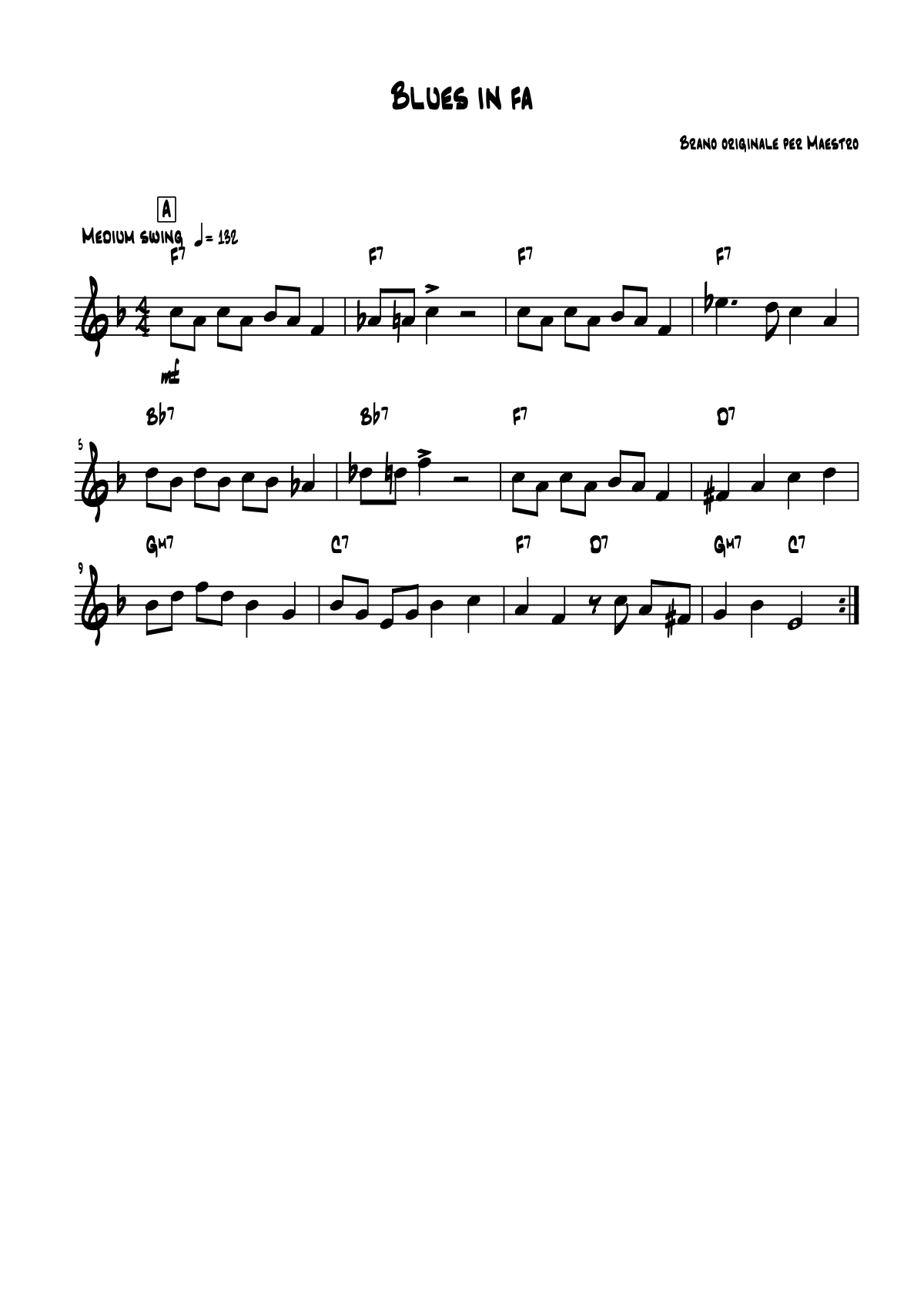 Blues in faのスコアの1ページ目